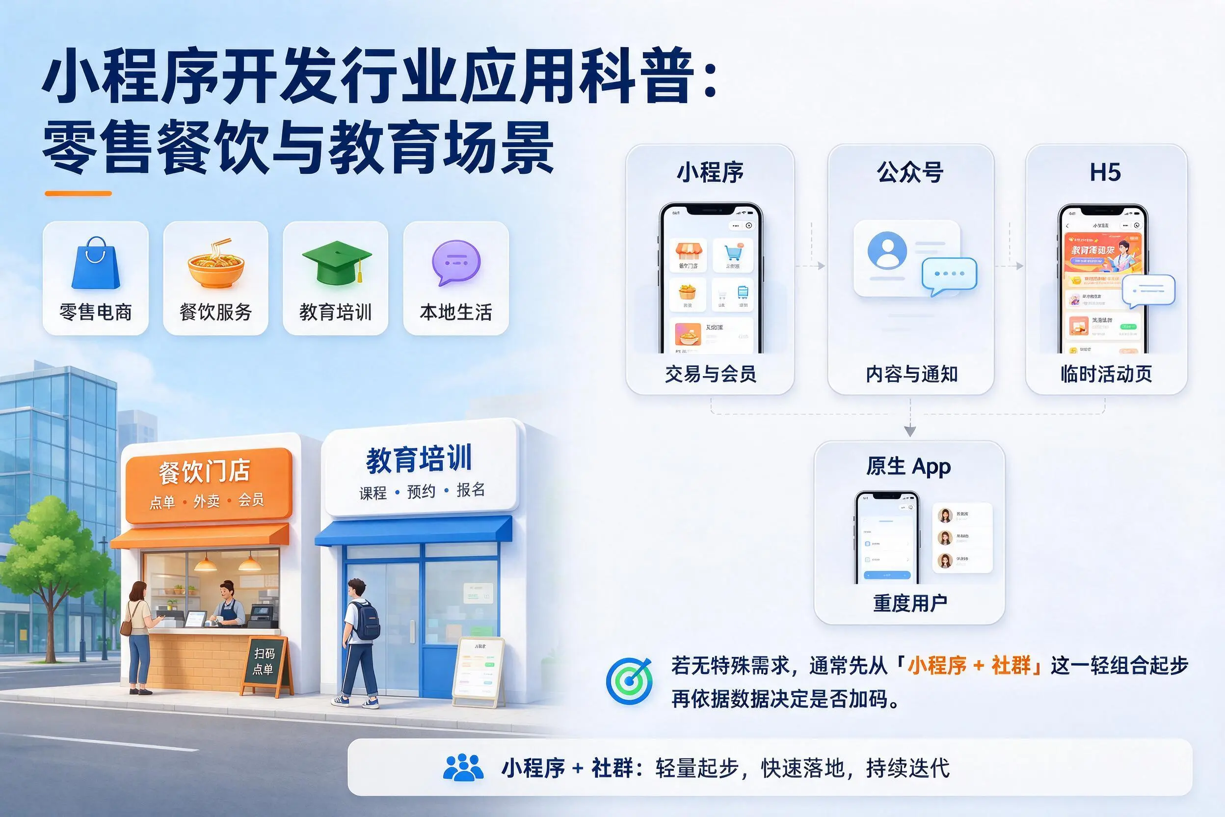 陵水小程序开发行业应用科普:零售餐饮与教育场景