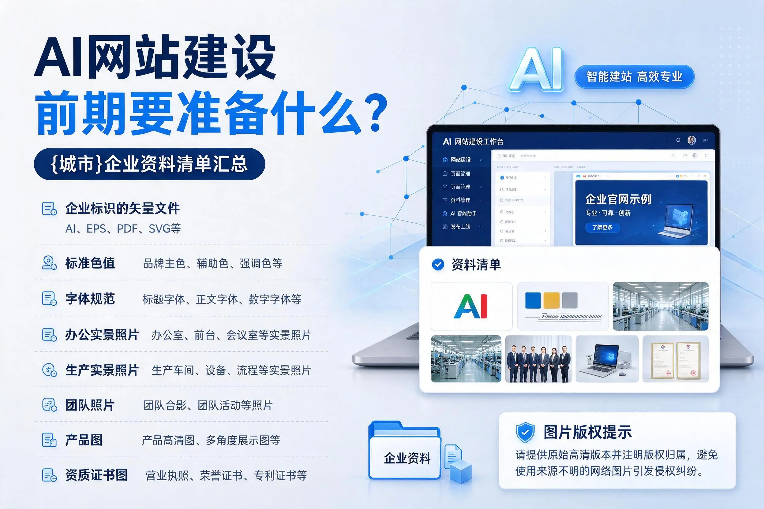 AI网站建设前期要准备什么？陵水企业资料清单汇总