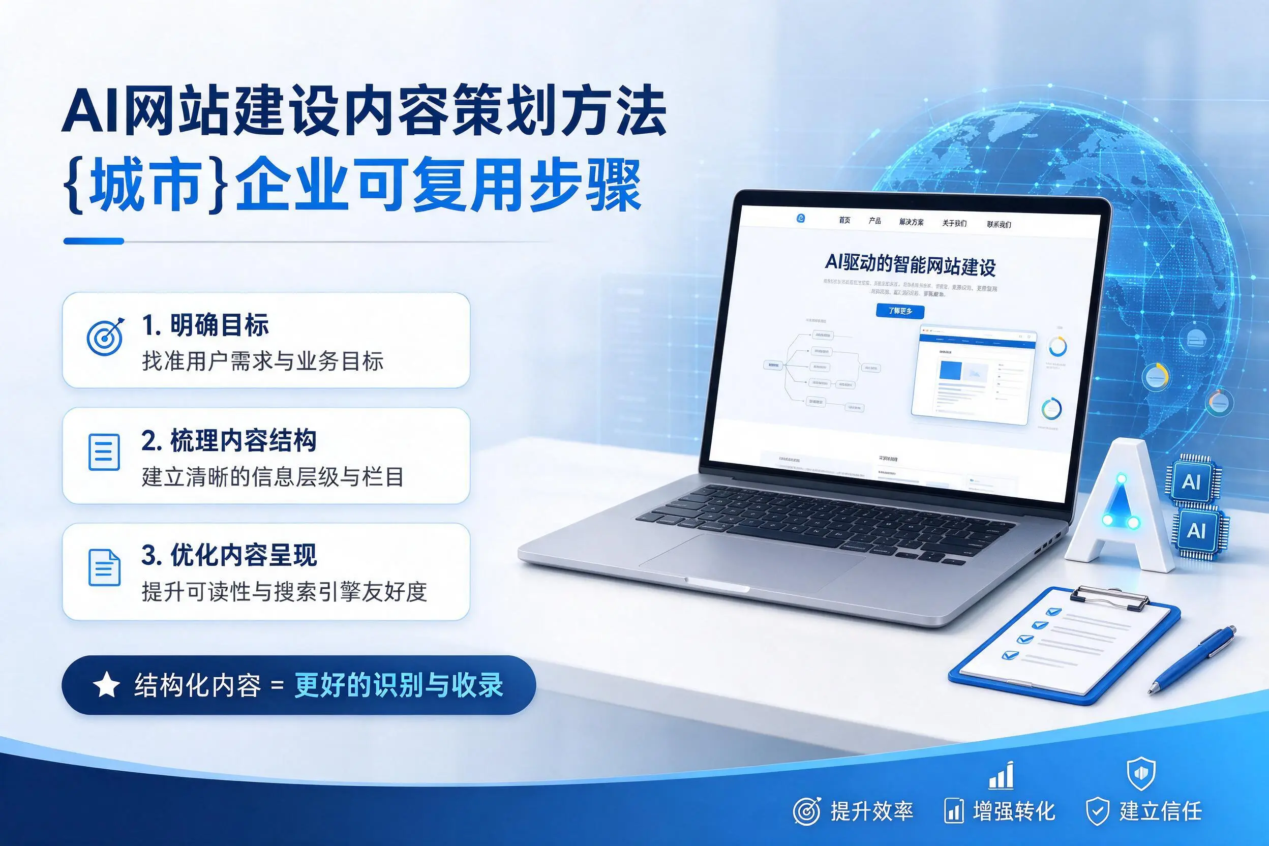 AI网站建设内容策划方法,陵水企业可复用步骤